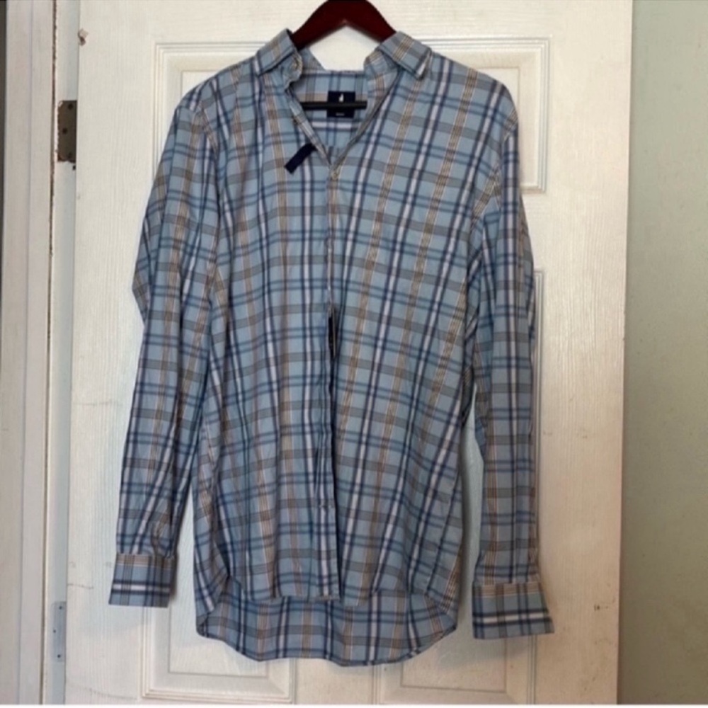 johnnie-O Blue and Brown Casual Button Down Shirt
